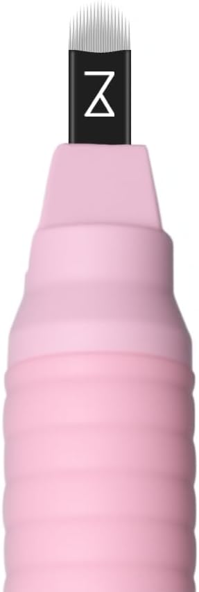 Mellie's Signature Microblading Eyebrow Pen (Pack of 10) - Disposable Pen for Brows - Sterilized Blade, Comfortable Rubber Grip and Pigment Sponge for Flawless Brows (U18 .18mm, Pink)