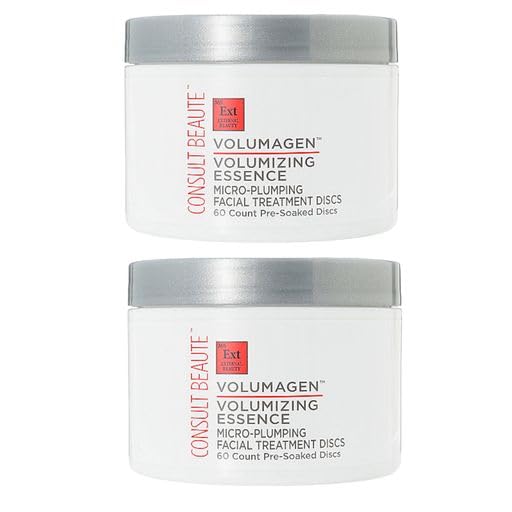 Consult Beaute Volumagen Volumizing Essence Micro Plumping Facial Treatment Discs - Hyaluronic Acid - Collagen - Skin Hydrating - Twin Pack 120 Count