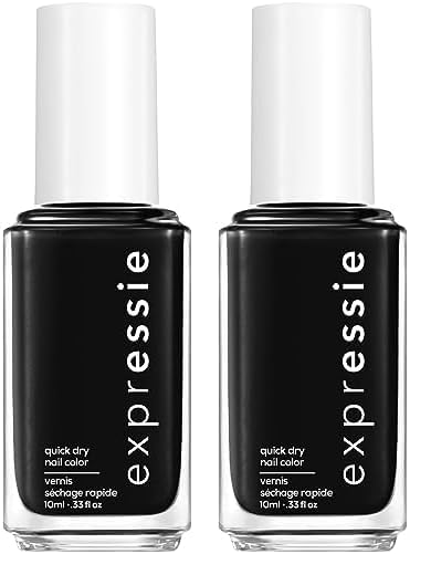 Essie expressie, Quick-Dry Nail Polish, 8-Free Vegan, True Black, Now Or Never, 0.33 fl oz (Pack of 2)