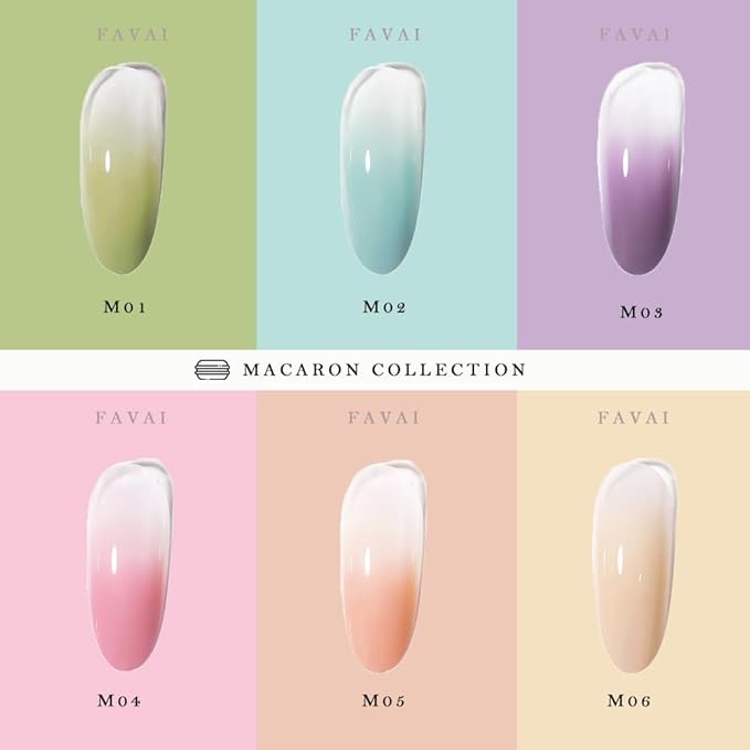 FAVAI 6 Colors Airbrush Gel Nail Polish Air Gel Set - Macaron Collection (#M) 6 * 15ml