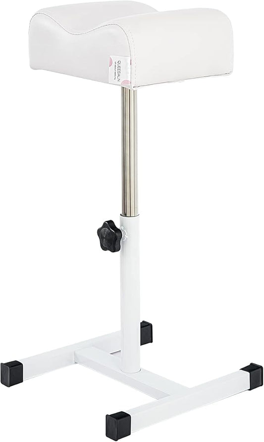 Pedicure Stand Footrest Stand Adjustable Height Technician SPA Beauty Stand Stool with Non-Slip SPA Salon Home Equipment White