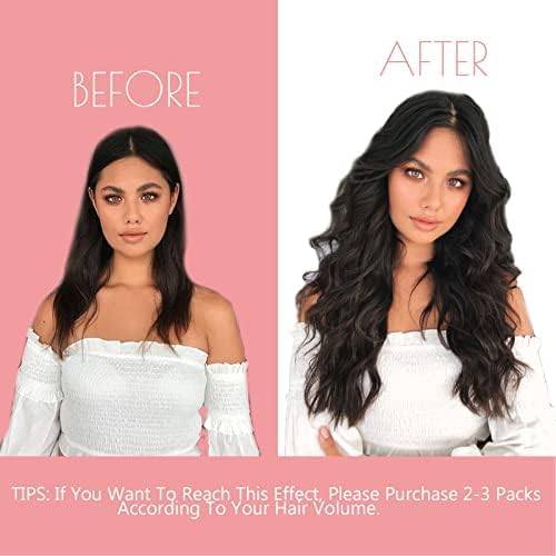 Loxxy Seamless Clip in Hair Extensions Real Human Hair Natural Black Extensions Hair Clip in Skin Weft 7Pcs 110G Invisible Seamless Extensions Clip in Human Hair For Women 20Inch #1B