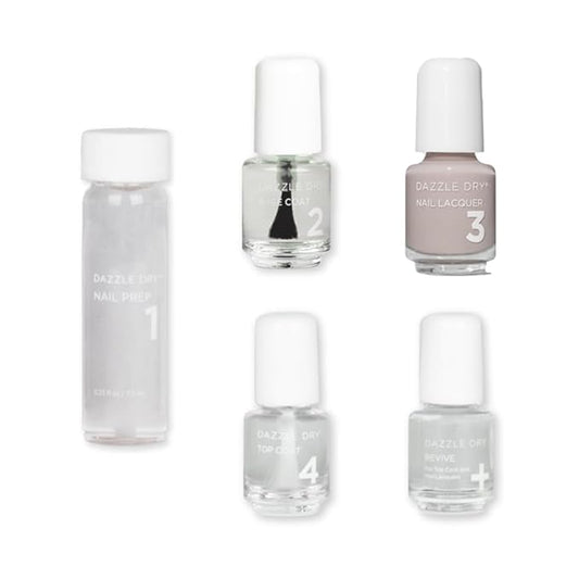 Dazzle Dry Mini Kit 4 Step System - Chiffon Moment Mini Kit - A sheer warm taupe. Sheer cream. (5 Piece Kit / 5 Manicures)