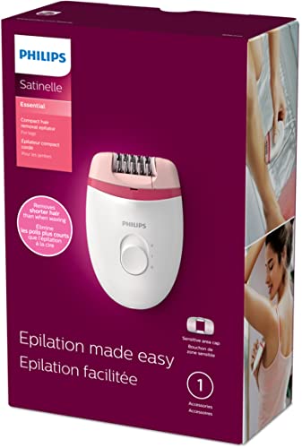Philips Beauty Satinelle Essential Compact Hair Removal Epilator for Women, BRE235/04 (Corded Use Only)