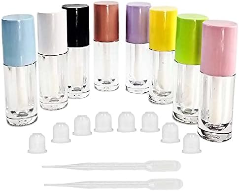 COSIDEA 30pcs Black Empty 6ml 0.2oz Lip Gloss Tubes with Big Doe Foot Wand，Round Lipgloss Containers，Concealer Tube Cosmetic Packing Container Bulk Wholesale