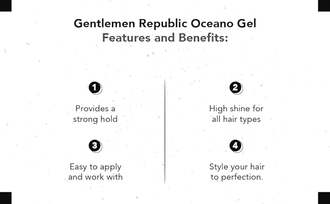 Gentlemen Republic Oceano Men's Hair Gel 16oz W/Pump - Strong Touchable Hold and High Shine Styling Gel for Hair, 100% Alcohol-Free Professional Formula with Fresh Scent, Mens Hair Product Made in USA