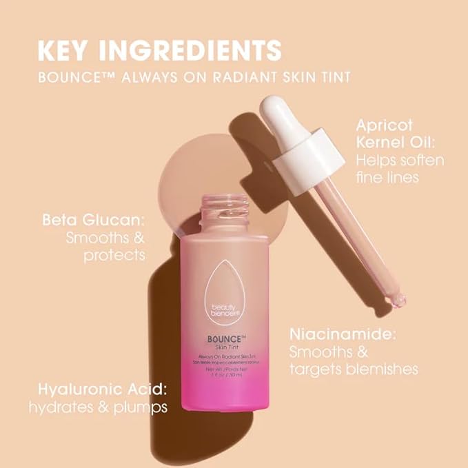 Beautyblender 12-Hour Always on Radiant Skin Tint, Breathable Serum Foundation Stays Put for All Day Long Wear, Infused with Hyaluronic Acid & Niacinamide, Light 5