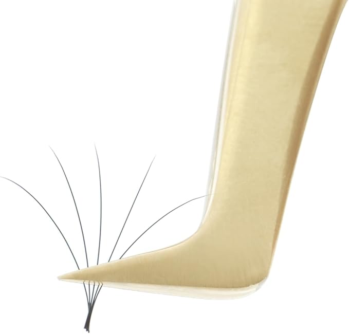 NAGARAKU Tweezers for Eyelash Extensions Gold Curved Angled Volume Cluster Eyelashes easy Fanning Premade Fans Tweezers Stainless Steel Precision Light （N-04）