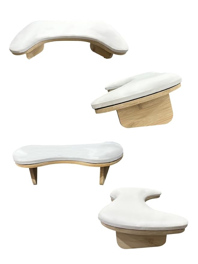 U-shaped Arm Rest for Nails Tech, Nail Arm Rest with Detachable Brackets Microfiber PU Leather Manicure Hand Rest Pillow for Nail Tech Must Haves Manicure Tools (White)