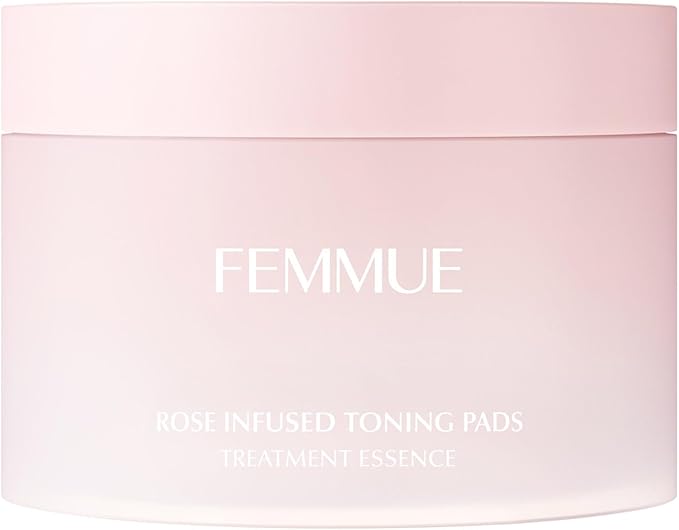 Rose Infused Face Toning Pads (60 Pack) | Daily Exfoliating Toner Cotton Rounds with Hydrating Rose Water | Korean Skin Care