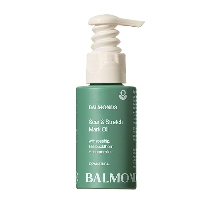 Balmonds Scar and Stretch Mark Oil 50ml - 100% Natural Blend of Rosehip, Borage and Sea Buckthorn Oils - Helps Improve The Appearance of Scars, Uneven Skin Tone, Acne Scars & Stretch Marks - (1.7 oz)
