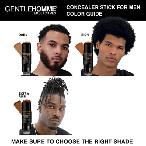 Concealer Stick - Men’s 2-in-1 Concealer & Brush - For Blemishes, Dark Circles, Scars, Acne & Uneven Skin Tones - Natural Finish - All Skin Types - Vegan - Extra Rich - 1 Stick