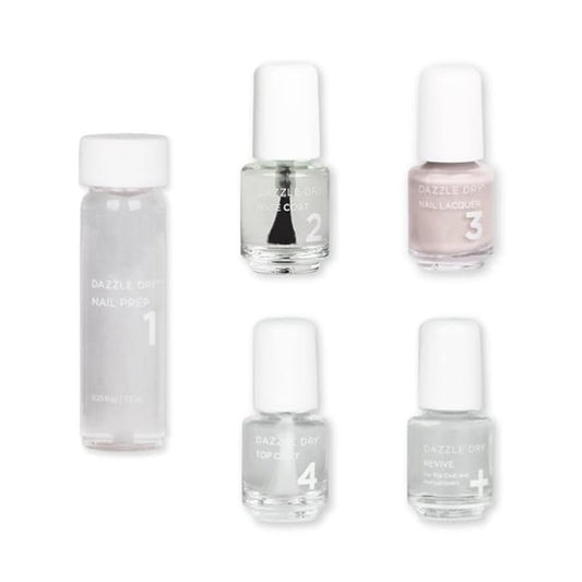 Dazzle Dry Mini Kit 4 Step System - Heartbreaker, a cool dove gray. Full coverage, cream. (5 Piece Kit / 5 Manicures)