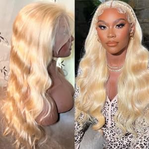 13x4 Blonde Lace Front Wigs Human Hair 613 Front Wig Human Hair 180% Density Body Wave Lace Front Wigs Human Hair Pre Plucked 24 inch 613 Frontal Wig Human Hair Glueless Wigs Human Hair