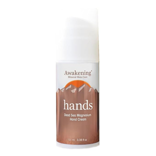 Awakening Hands - Magnesium-Rich Hydrating Hand Cream - Moisturizing Hand Lotion with Myrrh [100ml/3.38 oz - Countertop Airless Pump]