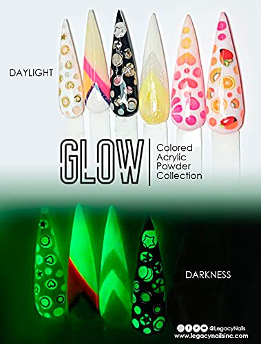 Legacy Nails Professional COLLECTION Acrylic Powder Kit 6 Colors Nail Art Set for Manicure DIY for Dip & Acrylic Nail Extensions (GLOW COLLECTION)