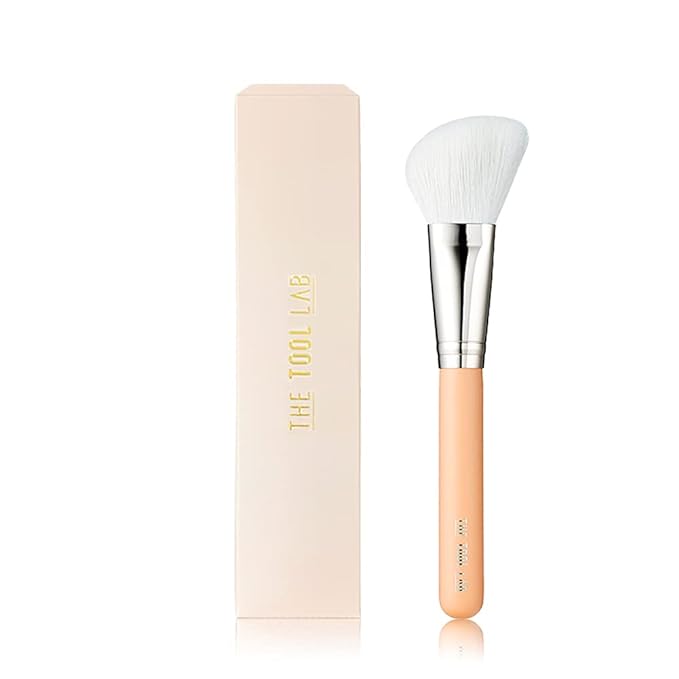 THE TOOL LAB 155 Angle Blusher & Shading Makeup Brush - Fluffy Face Powder Brush Blending, Flawless Cosmetics for Setting, Finishing, Professional - Premium Quality Natural Hair Bristles Cosmetic