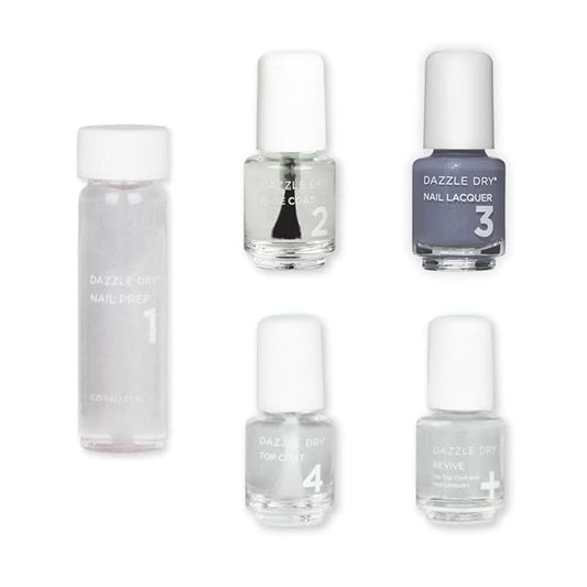Dazzle Dry Mini Kit 4 Step System - Blue Moon - A muted slate blue gray with shimmer. (5 Piece Kit / 5 Manicures)