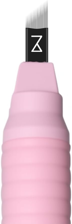 M PACK OF 10 Mellie's Signature Microblading Disposable Pen - Sterilized Blade - Comfortable Rubber Grip With Pigment Sponge (C12 .18mm, Pink)