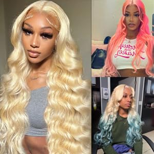 13x4 Blonde Lace Front Wigs Human Hair 613 Front Wig Human Hair 180% Density Body Wave Lace Front Wigs Human Hair Pre Plucked 24 inch 613 Frontal Wig Human Hair Glueless Wigs Human Hair