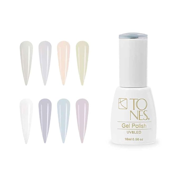 TONES Gel Polish Kit (8 Colors x 0.56 fl oz) (Off-Whites) Nail Art Design Manicure Gift for Women Manicure Collection