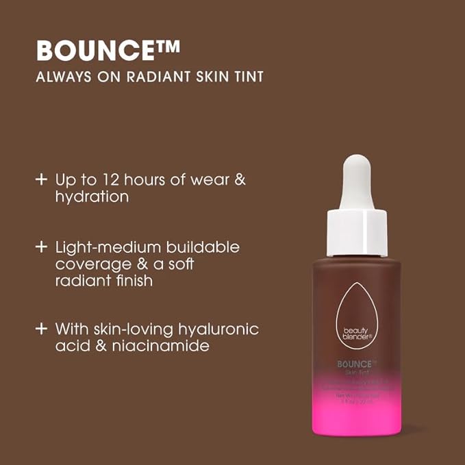 Beautyblender 12-Hour Always on Radiant Skin Tint, Breathable Serum Foundation Stays Put for All Day Long Wear, Infused with Hyaluronic Acid & Niacinamide, Deep 1