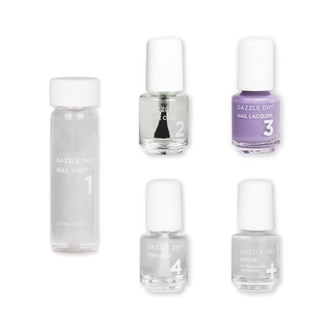 Dazzle Dry Mini Kit 4 Step System - Week in Provence, a cool lavender. Full coverage, cream. (5 Piece Kit / 5 Manicures)