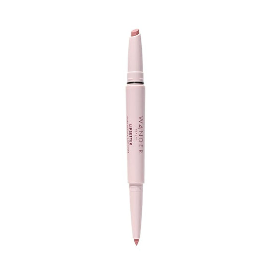 Wander Beauty Lipsetter Dual Cream Lipstick + Lip Liner - Bohemian Blush - Ultra-Smooth, Hydrating Lipstick and Nude Pink Lip Liner with a Soft Matte Finish - Made with Squalane & Peptides (1 Count)