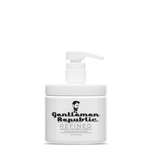 Gentlemen Republic 16oz Refined Hair Gel w/Pump - Professional Formula for 24 Hour Shine and Hold, Humidity Resistant, 100% Alcohol-Free and Never Flakes, Made in the USA