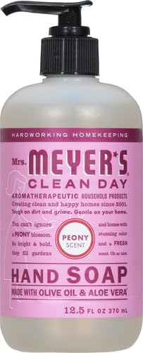 MRS. MEYER'S CLEAN DAY Hand Soap, Made with Essential Oils, Biodegradable Formula, Peony, 12.5 fl. oz