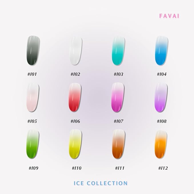 FAVAI ICE Collection (#I) 12 Colors Airbrush Gel Nail Polish Air Gel Set - 12 Crystal Translucent Colors for Stunning Nail Art 12 * 10ml