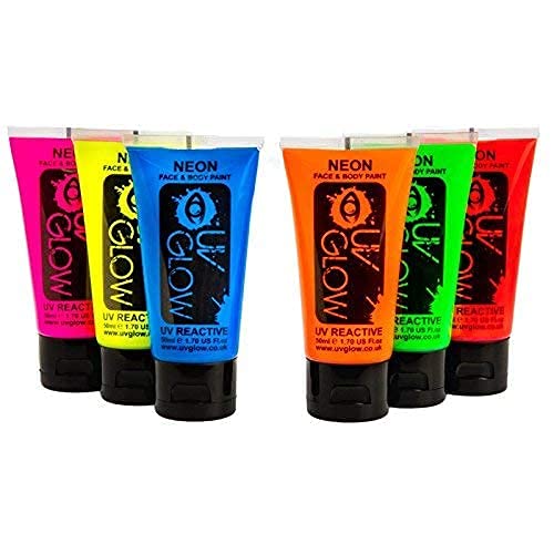 Blacklight Face and Body Paint - Neon Fluorescent (1.75oz (Pack of 6))