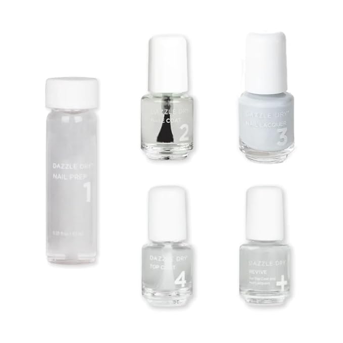 Dazzle Dry Mini Kit 4 Step System - Moonlight - A full coverage, pearlescent grey-toned blue. Full coverage cream. (5 Piece Kit / 5 Manicures)