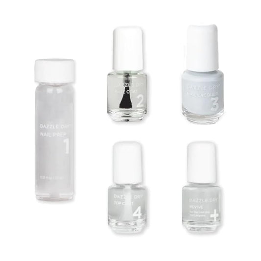 Dazzle Dry Mini Kit 4 Step System - Moonlight - A full coverage, pearlescent grey-toned blue. Full coverage cream. (5 Piece Kit / 5 Manicures)