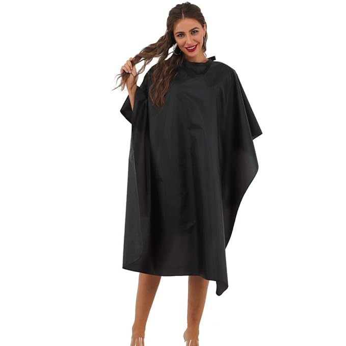 Black Barber Cape - Professional Nylon Waterproof Salon Cape, 59" x 47", 8 Pack