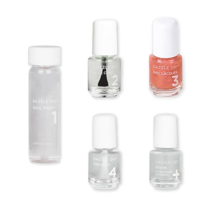 Dazzle Dry Mini Kit 4 Step System - Heart of Gold - A shimmering rose gold layering effect. Sheer shimmer. (5 Piece Kit / 5 Manicures)