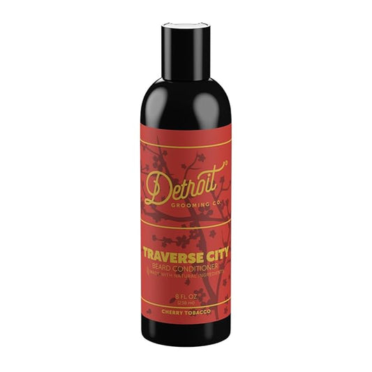 Detroit Grooming Co. Beard Conditioner for Men with Apple Extract and Aloe Vera - Softener, Detangler, Hydrating Conditioner & Face Moisturizer - CherryTobacco- Traverse City - 8oz
