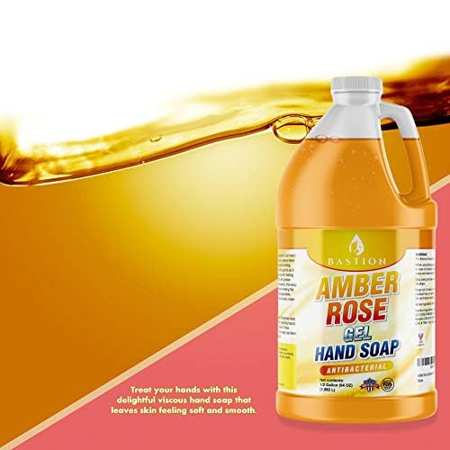 Bastion Antibacterial Hand Soap: Amber Rose Gel Hand Wash : Bulk Refill 1/2 Gallon (64 oz). Sweet Warm Amber Rose Scent. Bulk Hand Wash. Non-toxic. Made In The USA. (Half Gallon - 64 oz)