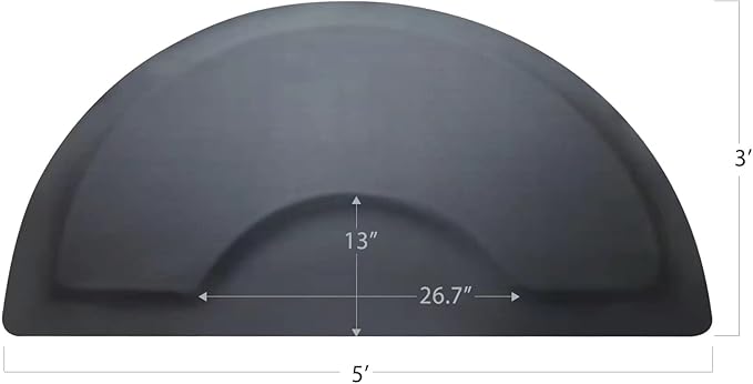 Salon Mat for for Hairstylist 3'x5' Barber Shop Anti-Fatigue Salon Standing Chair Mat - Black Semi Circle 1/2" Thick Comfort Salon Mat, Hair Cutting Hairdressing Equipment