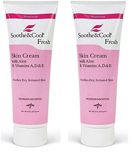 Medline Soothe & Cool Moisturizing Skin Cream, with Aloe and Vitamin E, Scented, 8 oz. Tube (Pack of 2)