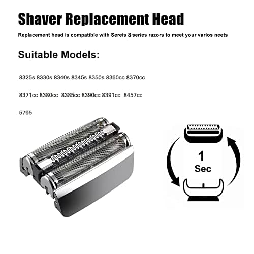 S8 Series 8-83M Blades Compatible with Braun Series 8 Electric Razor for Men, for S8 Wet&Dry Replacement Head, Upgrade Foil & Cutter for Braun 8 Series Shave Head Model