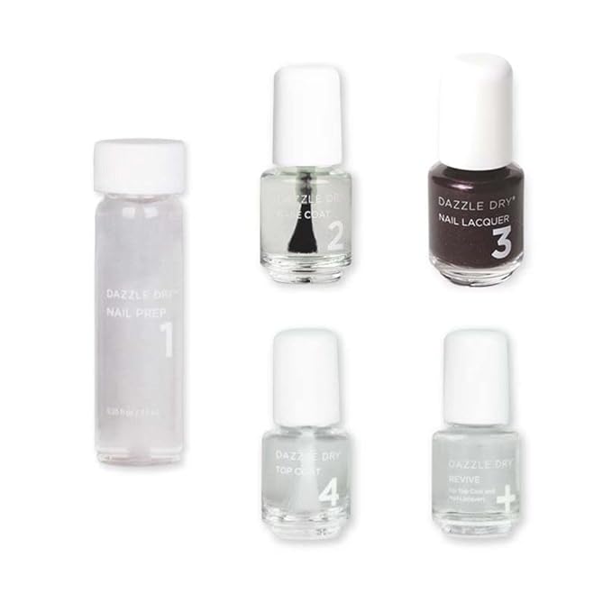 Dazzle Dry Mini Kit 4 Step System - Merlot, deep, heart-warming burgundy with subtle shimmer. Full coverage. (5 Piece Kit / 5 Manicures)