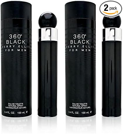 Perry Ellis 360 Black For Men. Eau De Toilette Spray 3.4 Ounces (Pack of 2)