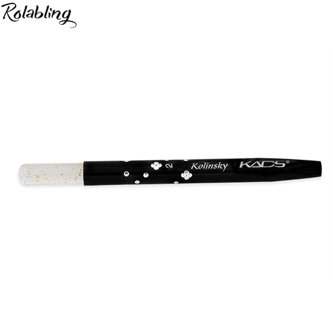 Black 100% Kolinsky Sable Acrylic Nail Art Brushes UV Gel Nail Painting Pen Brushes (Size 4)