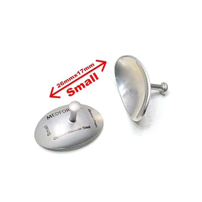Corneal Eye Shield Protector Stainless Steel with holding Point, 26mm X 17mm (Small), Set of 2 Pcs, Silver