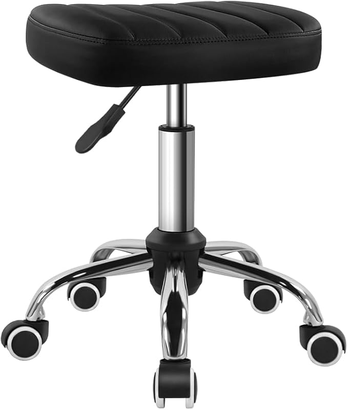 Black Minimalist Square Swivel Stool with Wheel Perfect for Work SPA Shop Massage Height-Adjustable and Cost-Effective Rolling Stool Chair