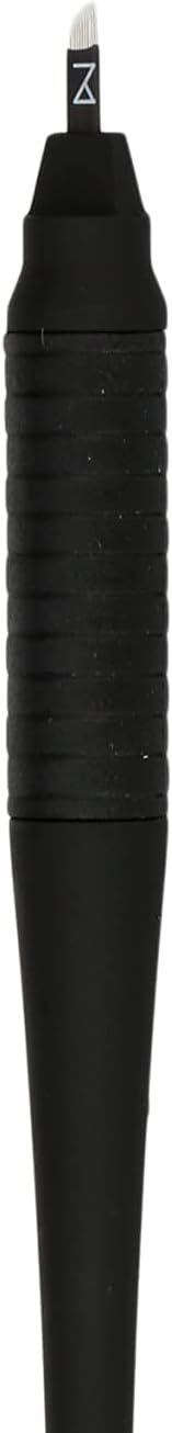 M Mellie's Signature Microblading Eyebrow Pen (Pack of 10) - Disposable Pen for Brows - Sterilized Blade, Comfortable Rubber Grip and Pigment Sponge for Flawless Brows (C12 .18mm, Black)