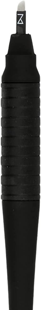 Mellie's Signature Microblading Eyebrow Pen (Pack of 10) - Disposable - Sterilized Blade, Comfortable Rubber Grip and Pigment Sponge For Brows (Black, C14 .18mm)