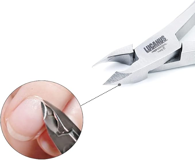 LUCANUS C type Cuticle Cutter Stainless Steel Cuticle Nippers with Hand-Sharpen Blades Cuticle Clippers for Nail Care Pedicure Manicure Nail Tools (Silver)