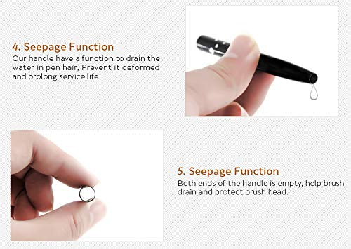 Black 100% Kolinsky Sable Acrylic Nail Art Brushes UV Gel Nail Painting Pen Brushes (Size 4)